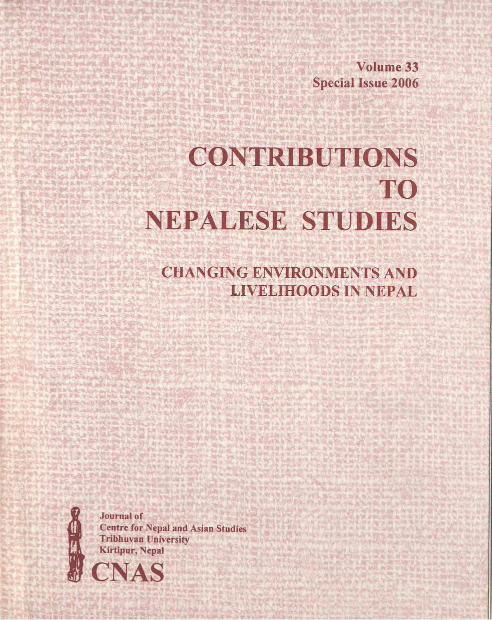 Contribution To Neplese Studies: Volume 33